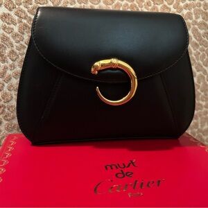 Cartier Black and Gold Clutch with coin purse, box, authenticity card and D Bag